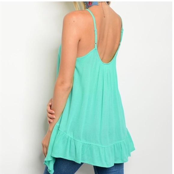 1 DAY SALE!! Turquoise Spaghetti Strap Tank Top - Picture 2 of 2